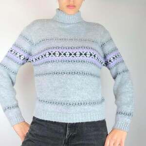 Women's Grey and Purple Jumper
